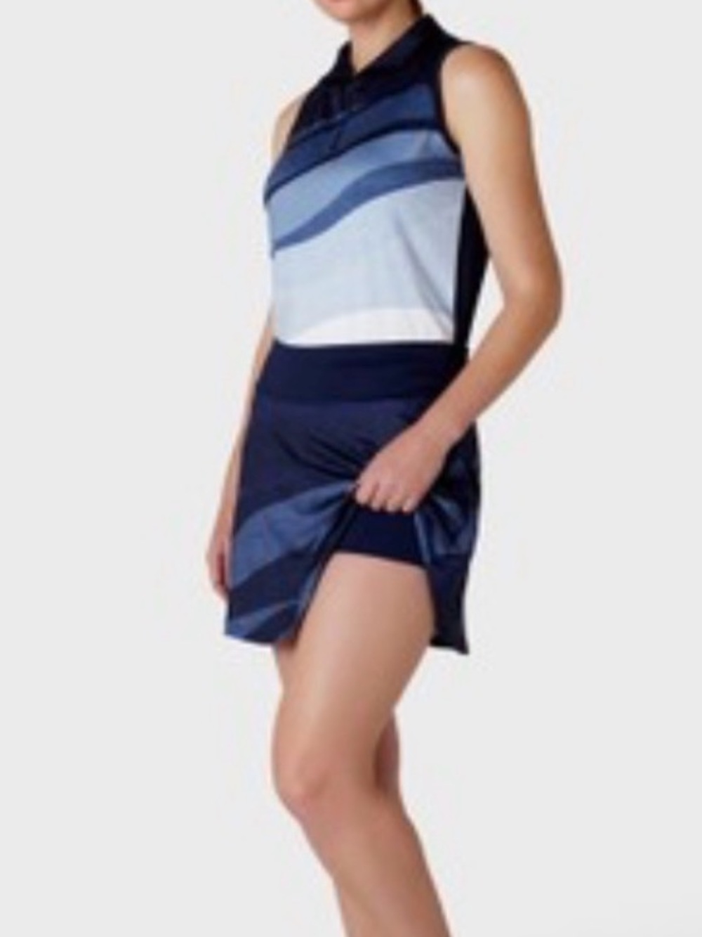 Callaway Navy and Light Blue Striped Sleeveless Skort Set